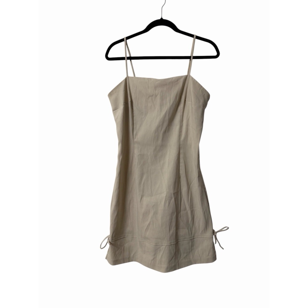 Pulse Beige Cotton Mini Square Neck Sleeveless Dress DC94206 Size L